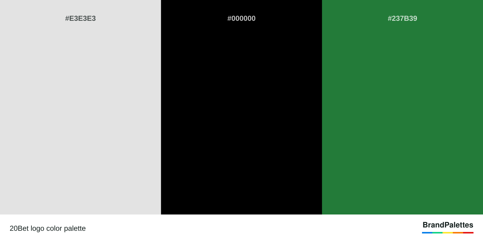 20Bet color palette with Light Grey #E3E3E3, Black #000000, Green #237B39
