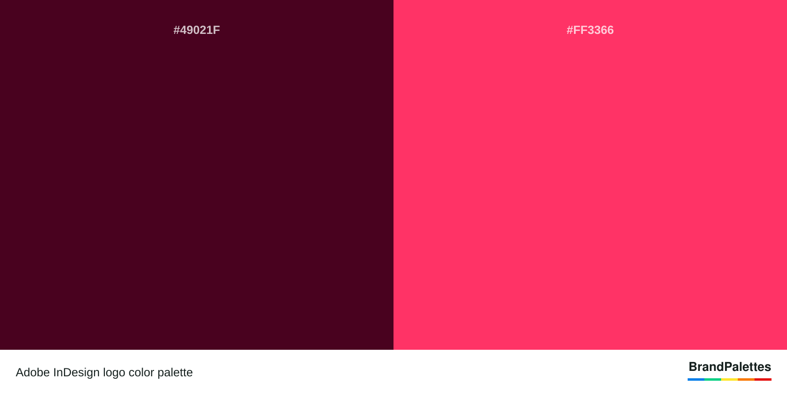 Adobe InDesign color palette with Maroon #49021F, Rouge #FF3366