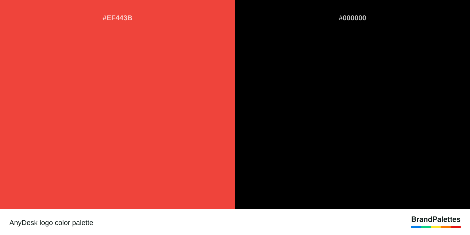 AnyDesk color palette with Carmine Pink #EF443B, Black #000000