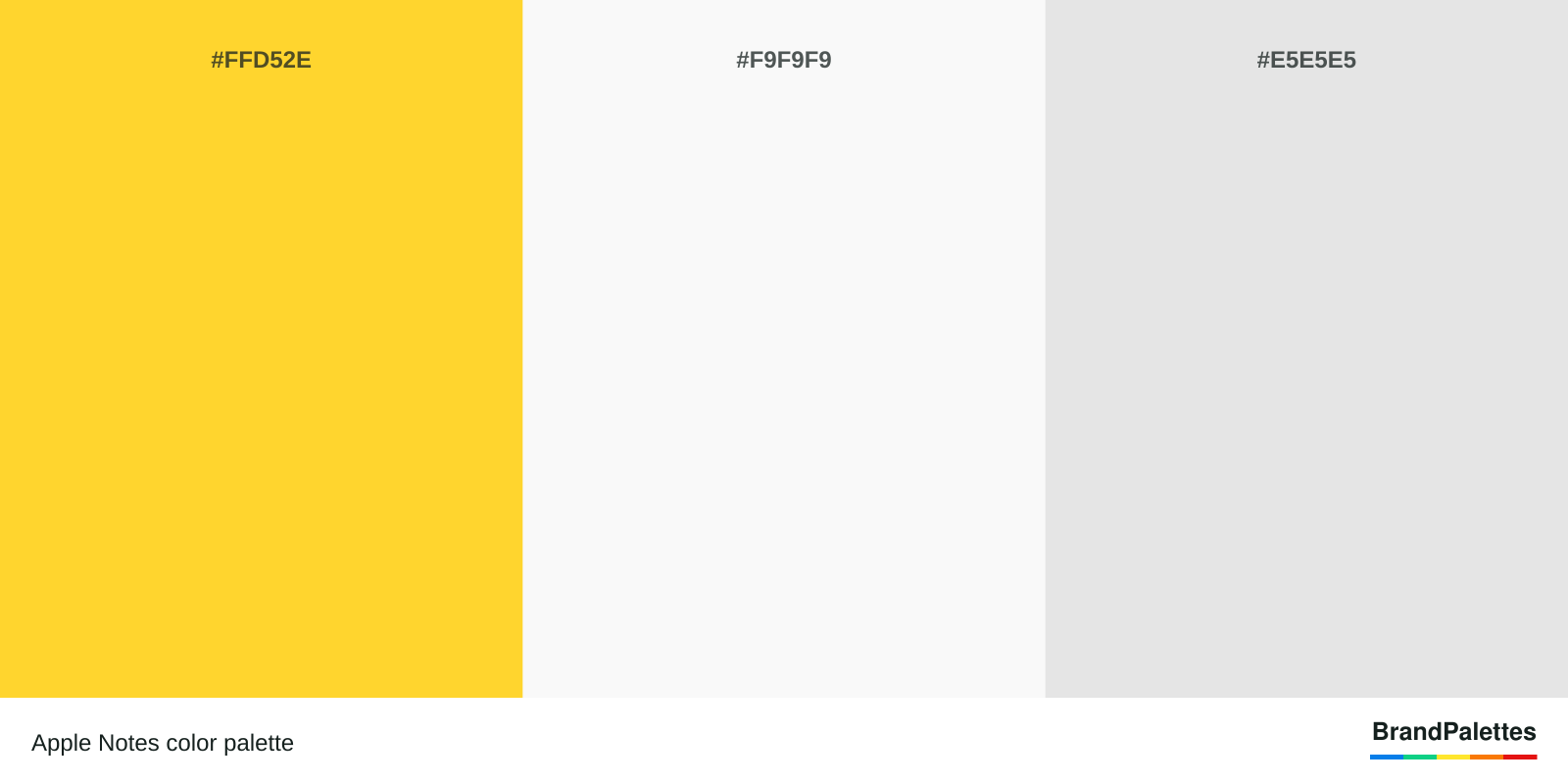 Apple Notes color palette with Sunglow #FFD52E, Ghost White #F9F9F9, Platinum #E5E5E5