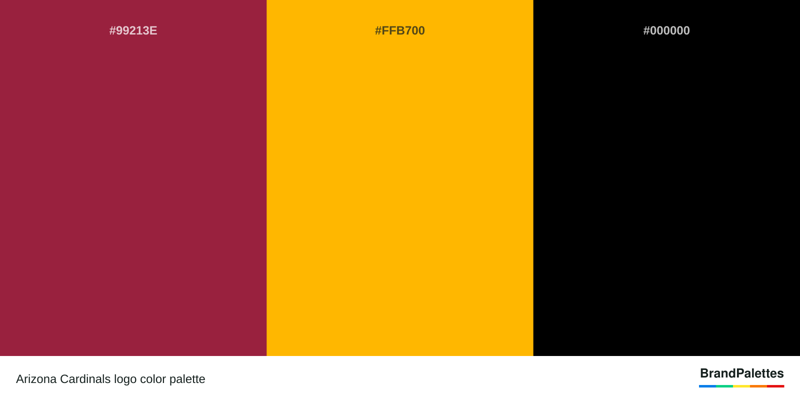 Arizona Cardinals color palette with Big Dip O’Ruby #99213E, Selective Yellow #FFB700, Black #000000