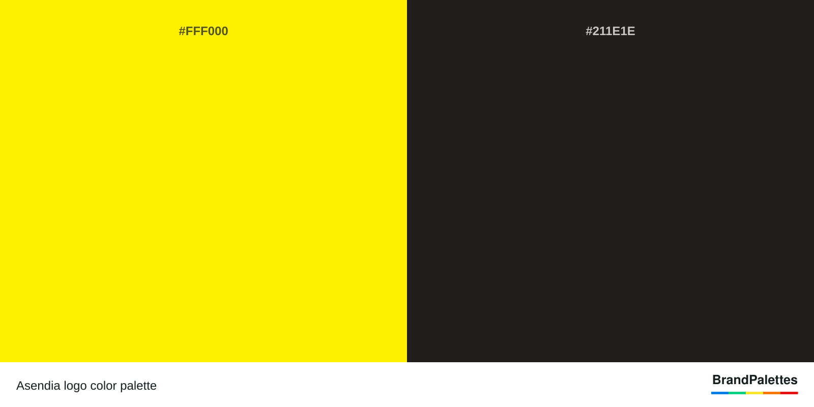 Asendia color palette with Yellow Rose #FFF000, Eerie Black #211E1E