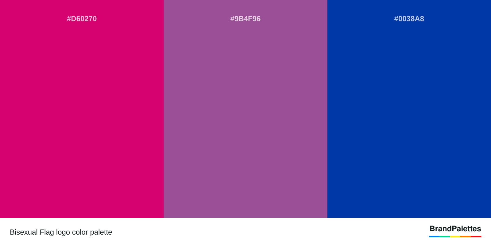 Bisexual Flag color palette with Pink #D60270, Purple #9B4F96, Blue #0038A8