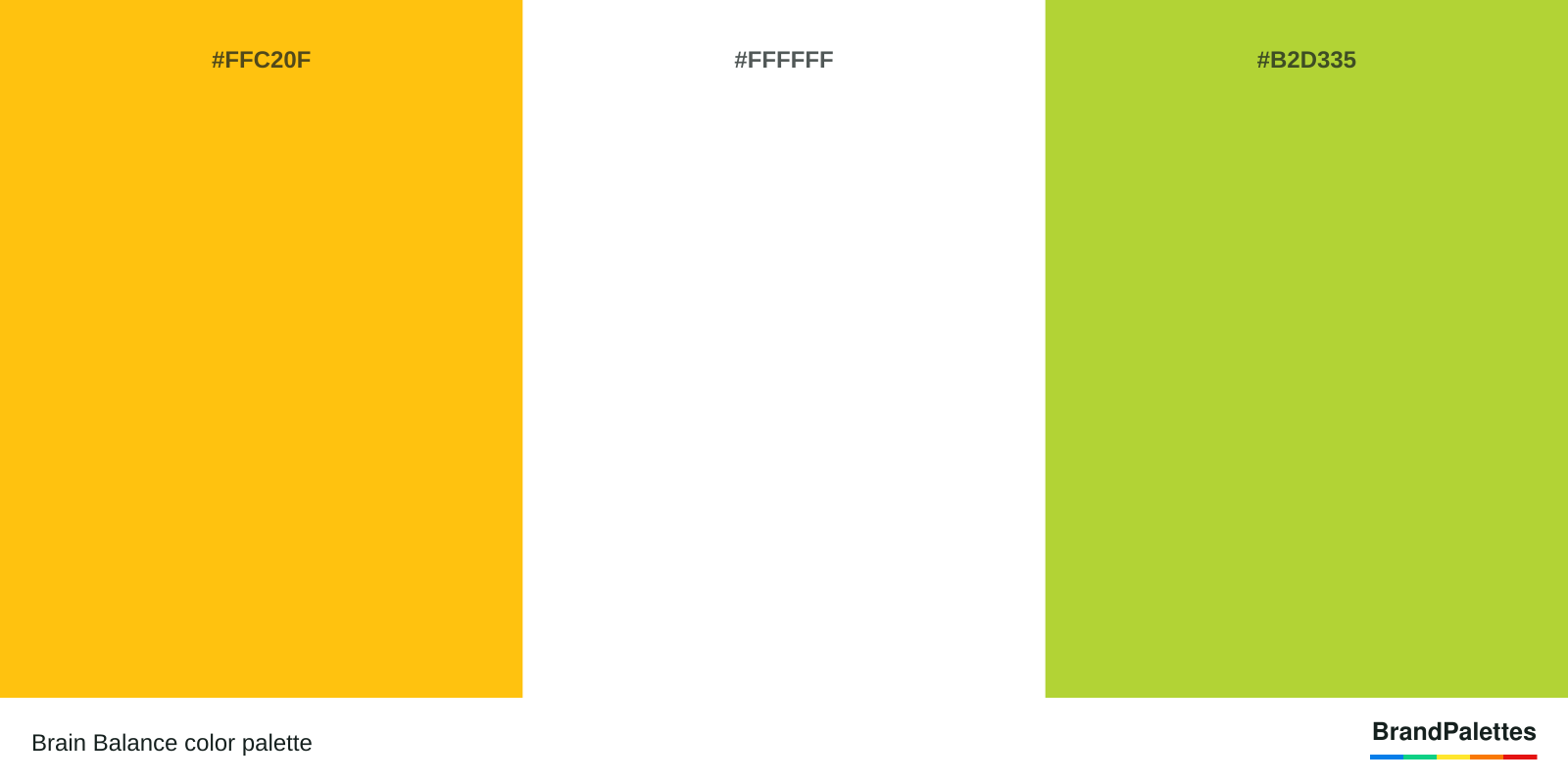 Brain Balance color palette with Mikado Yellow #FFC20F, White #FFFFFF, Android Green #B2D335