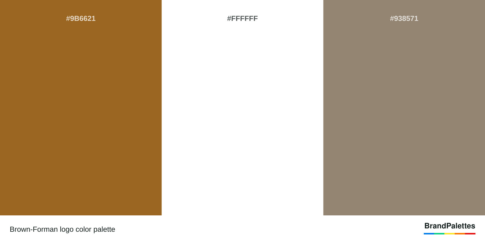 Brown-Forman color palette with Brown #9B6621, White #FFFFFF, Gray #938571