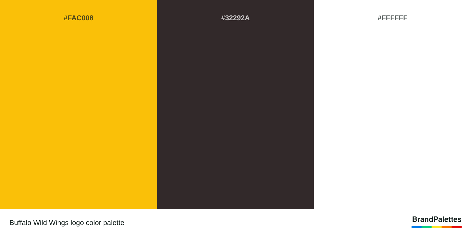 Buffalo Wild Wings color palette with Yellow #FAC008, Black #32292A, White #FFFFFF