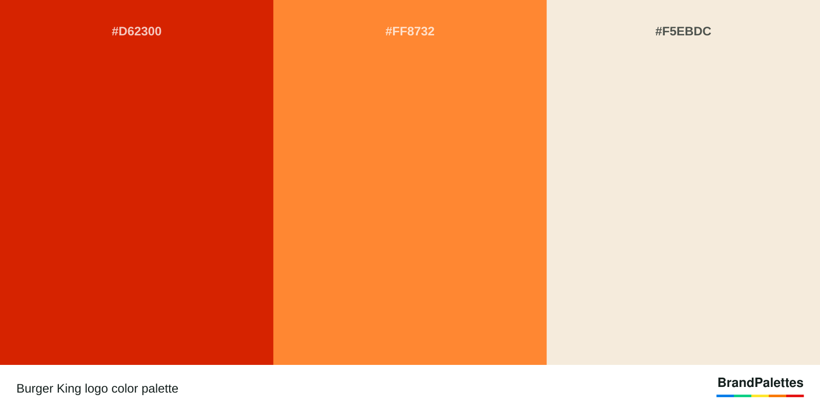 Burger King color palette with Red #D62300, Pumpkin #FF8732, Antique White #F5EBDC