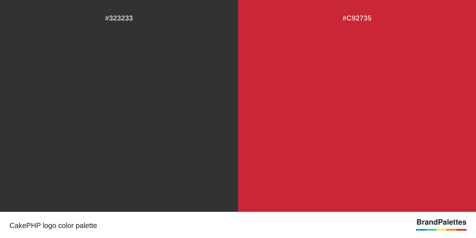 CakePHP color palette with Dark Charcoal #323233, Cardinal #C92735