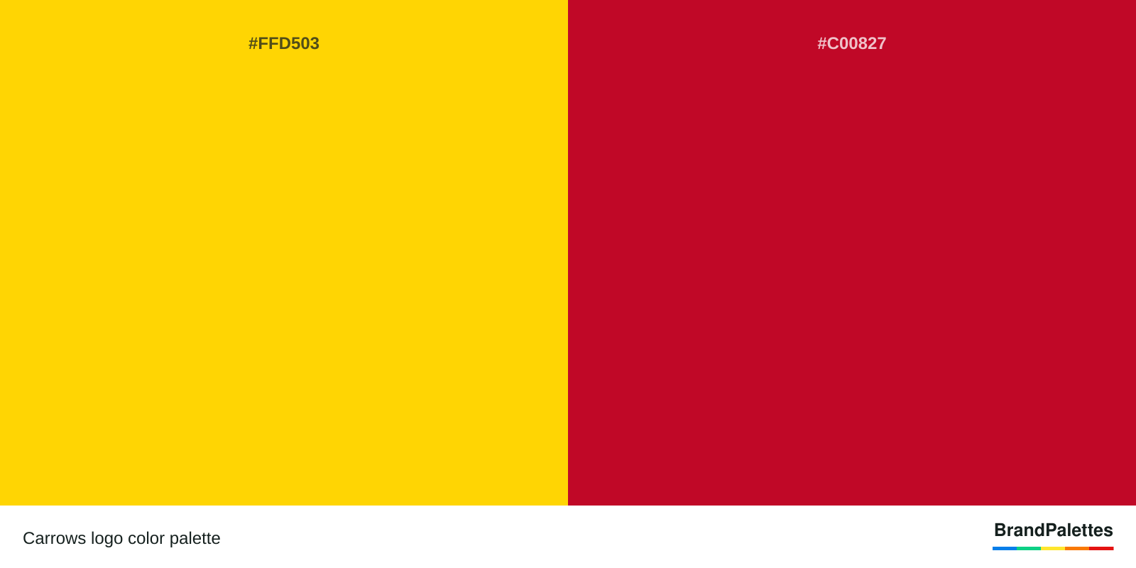 Carrows color palette with Cyber Yellow #FFD503, Cadmium Purple #C00827