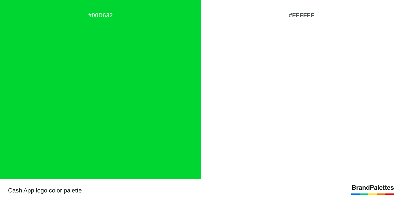Cash App color palette with Green #00D632, White #FFFFFF