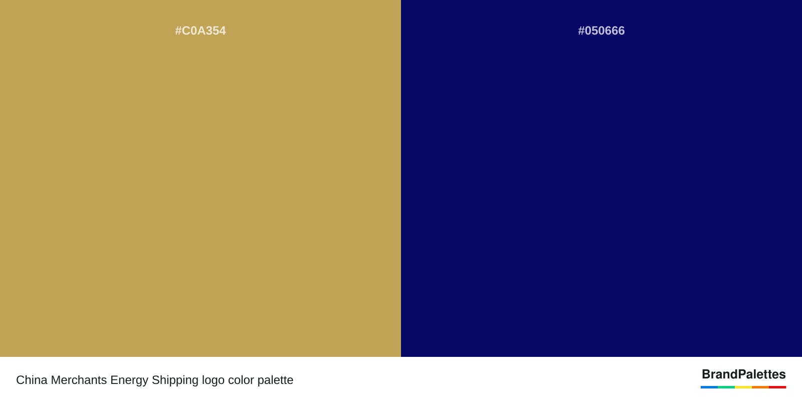 China Merchants Energy Shipping color palette with Aztec Gold #C0A354, Navy Blue #050666