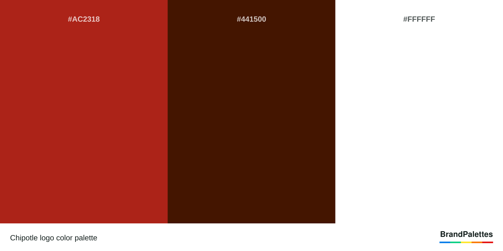 Chipotle color palette with Red #AC2318, Maroon #441500, White #FFFFFF