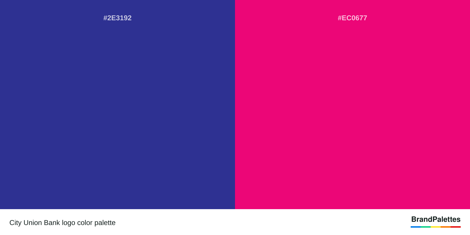 City Union Bank color palette with Pigment Blue #2E3192, Red-Purple #EC0677