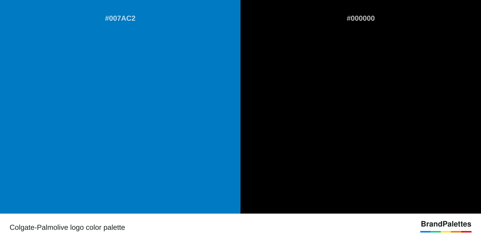 Colgate-Palmolive color palette with Ocean Boat Blue #007AC2, Black #000000