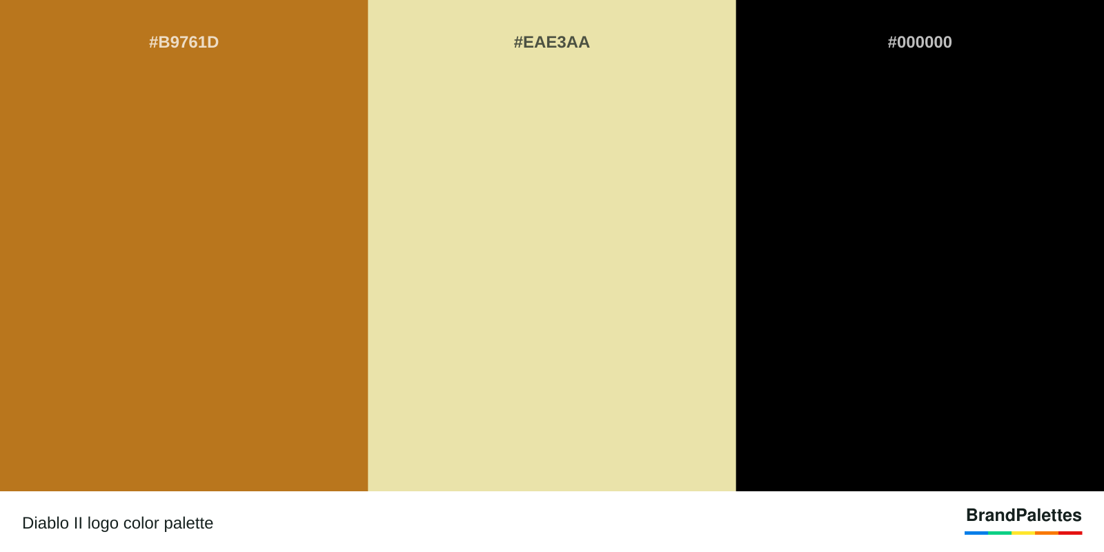 Diablo II color palette with Dark Orange #B9761D, Light Yellow #EAE3AA, Black #000000
