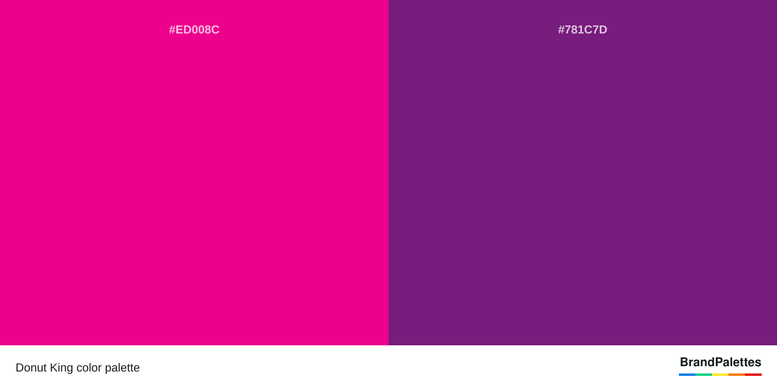 Donut King color palette with Mexican Pink #ED008C, Midnight #781C7D