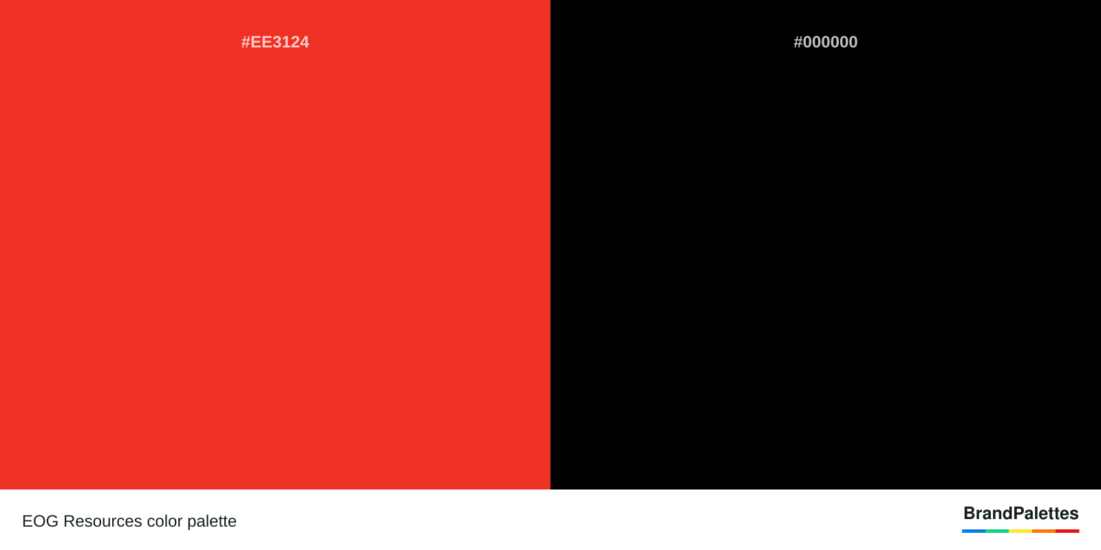 EOG Resources color palette with Permanent Geranium Lake #EE3124, Black #000000