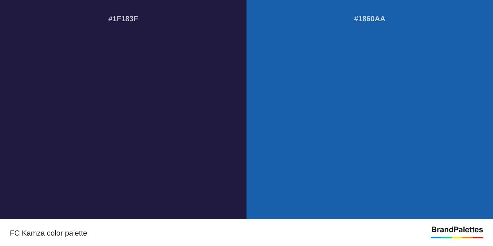 FC Kamza color palette with Yankees Blue #1F183F, Green-Blue #1860AA