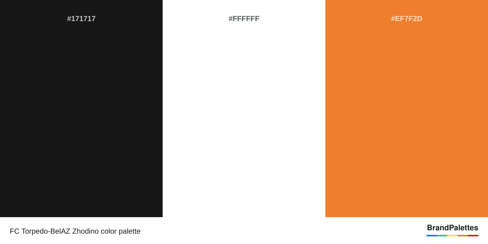 FC Torpedo-BelAZ Zhodino color palette with Chinese Black #171717, White #FFFFFF, Cadmium Orange #EF7F2D
