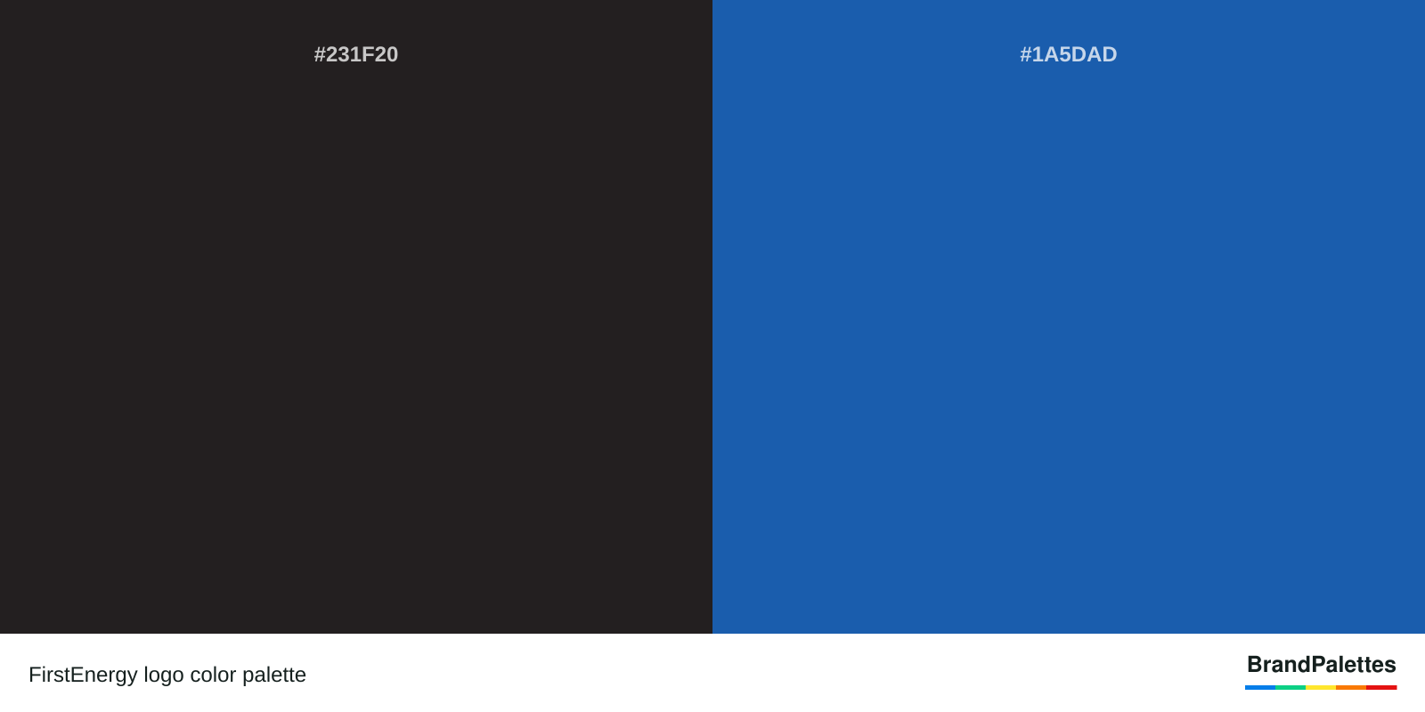 FirstEnergy color palette with Raisin Black #231F20, Green-Blue #1A5DAD