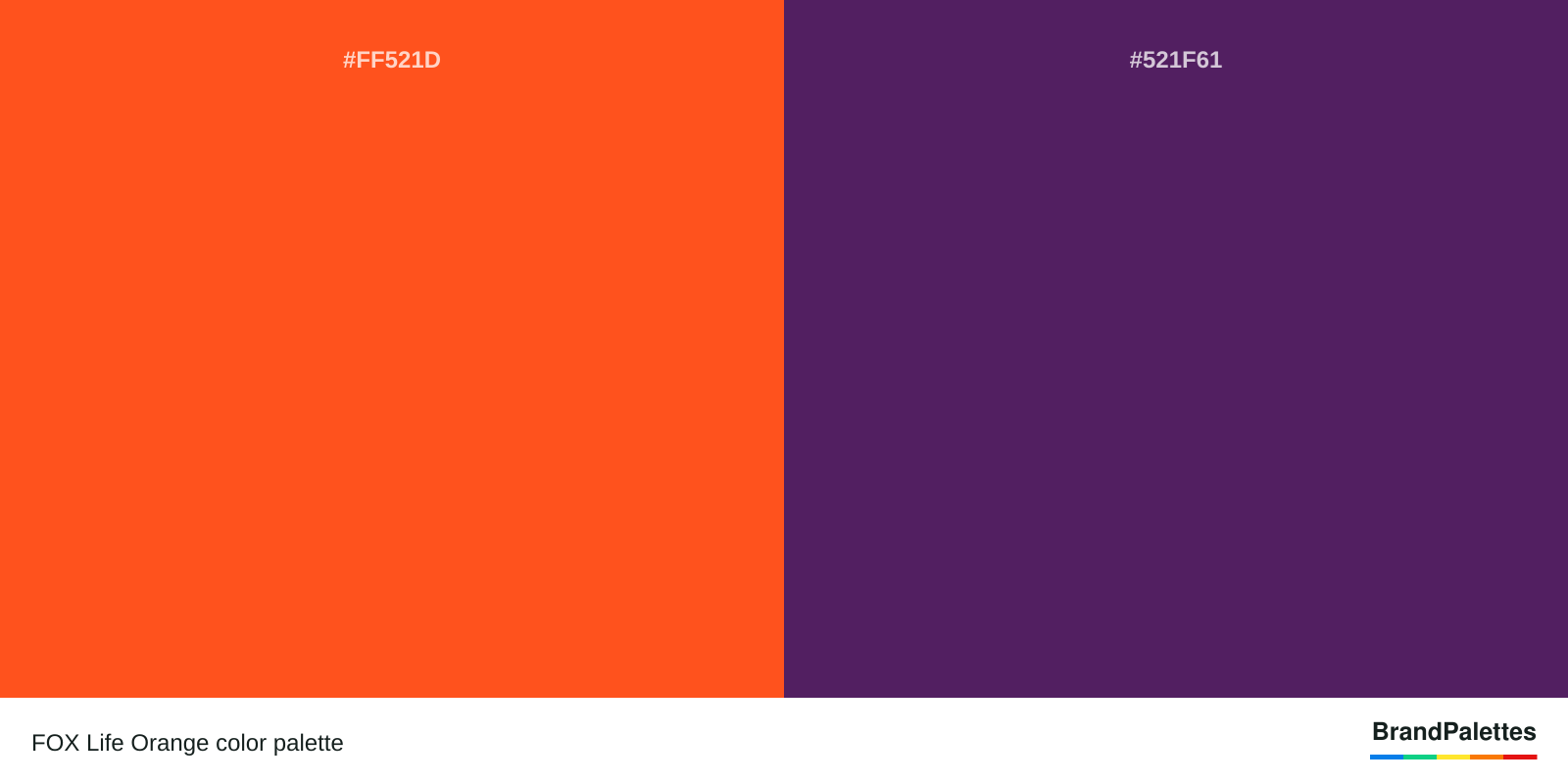 FOX Life Orange color palette with Giants Orange #FF521D, American Purple #521F61
