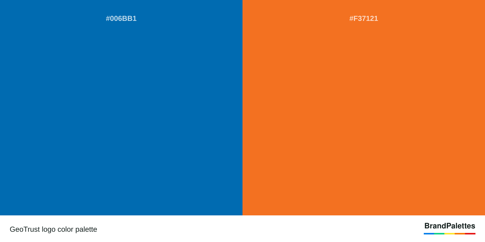 GeoTrust color palette with Honolulu Blue #006BB1, Vivid Tangelo #F37121
