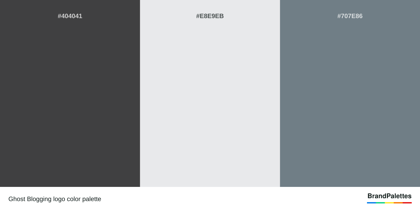 Ghost Blogging color palette with Arsenic #404041, Bright Gray #E8E9EB, Aurometalsaurus #707E86