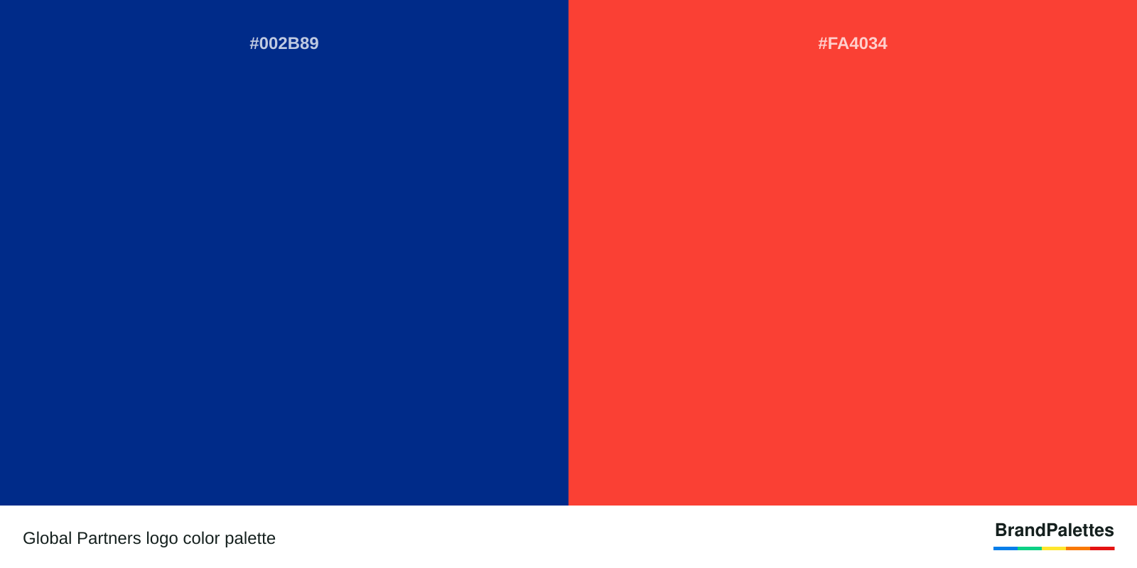 Global Partners color palette with Usaf Air Force Blue #002B89, Coral Red #FA4034
