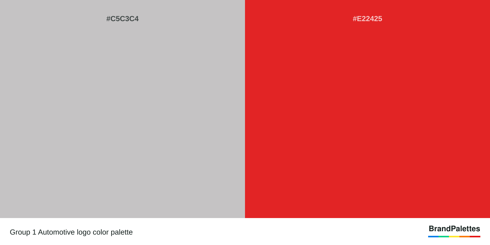 Group 1 Automotive color palette with Silver Sand #C5C3C4, Lust #E22425