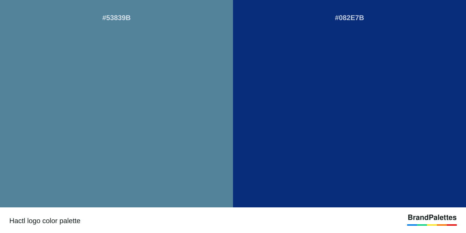 Hactl color palette with Rackley #53839B, Catalina Blue #082E7B