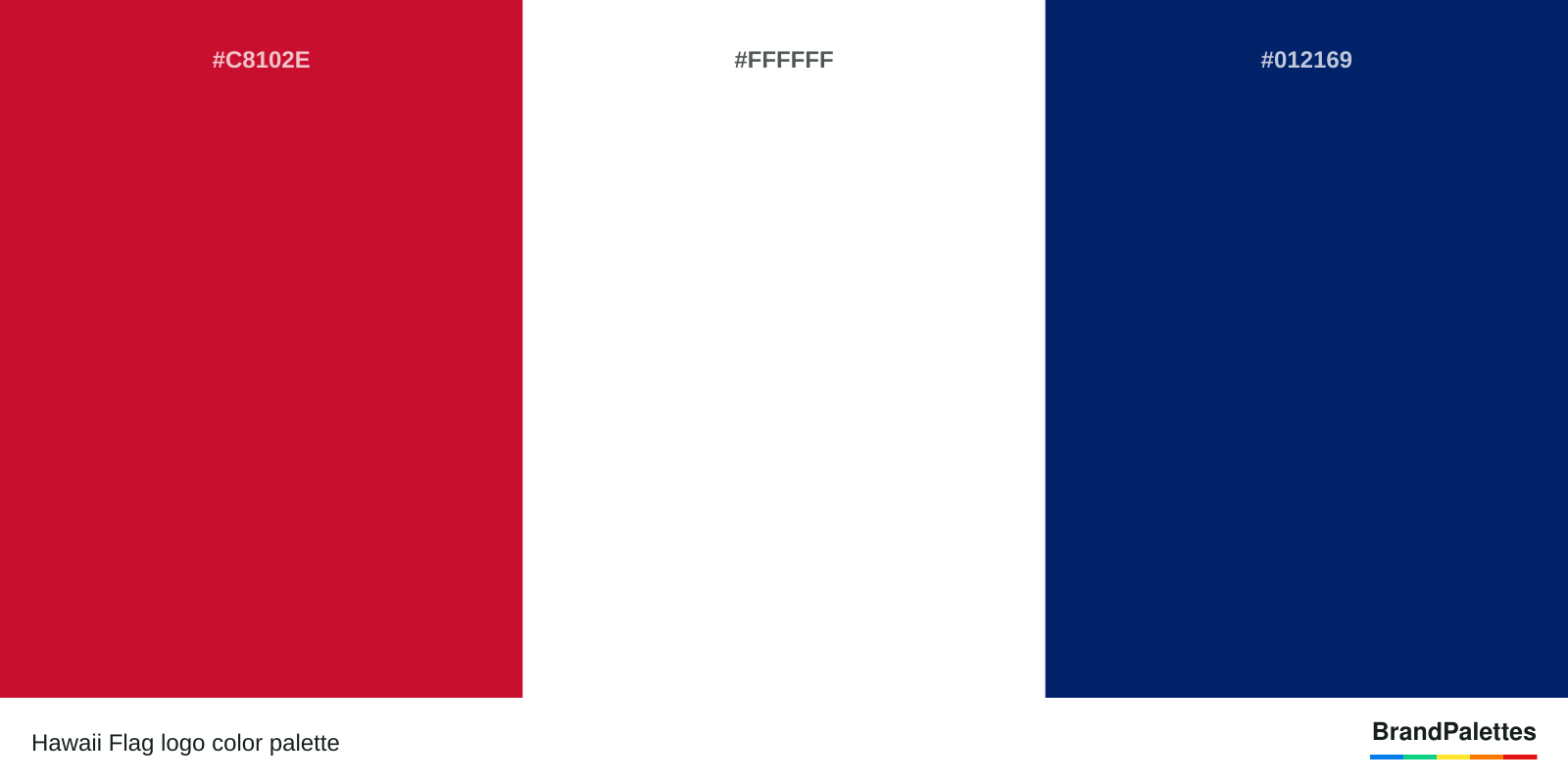 Hawaii Flag color palette with Red #C8102E, White #FFFFFF, Blue #012169
