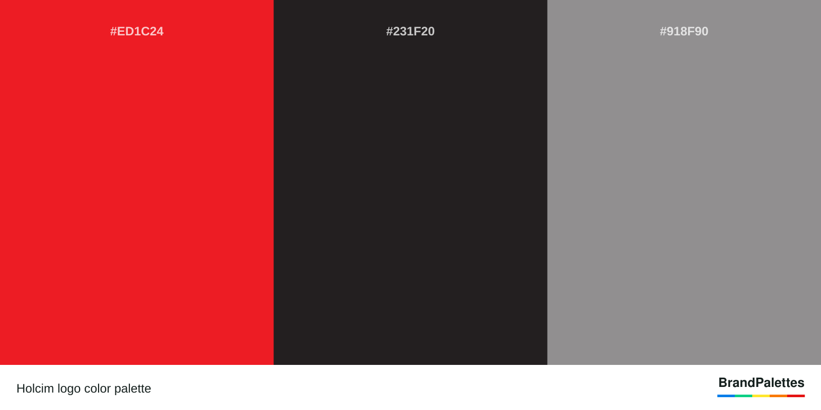 Holcim color palette with Pigment Red #ED1C24, Raisin Black #231F20, Philippine Gray #918F90