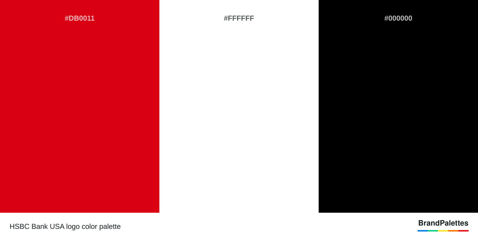 HSBC Bank USA color palette with Ku Crimson #DB0011, White #FFFFFF, Black #000000