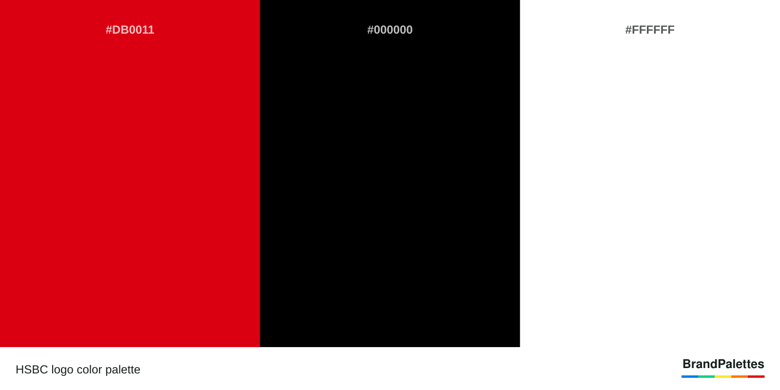 HSBC color palette with Red #DB0011, Black #000000, White #FFFFFF