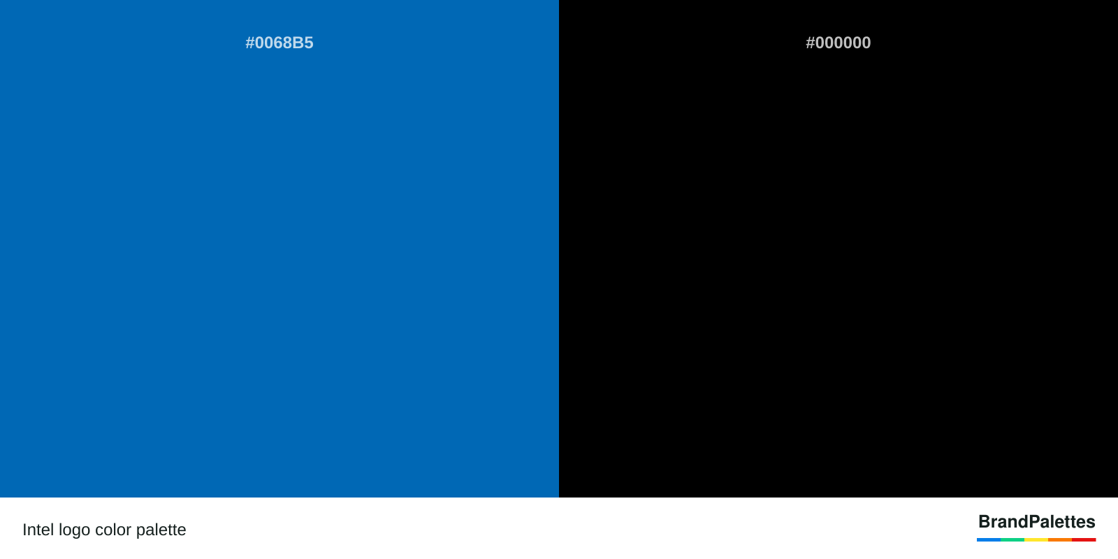Intel color palette with Intel Blue #0068B5, Black #000000