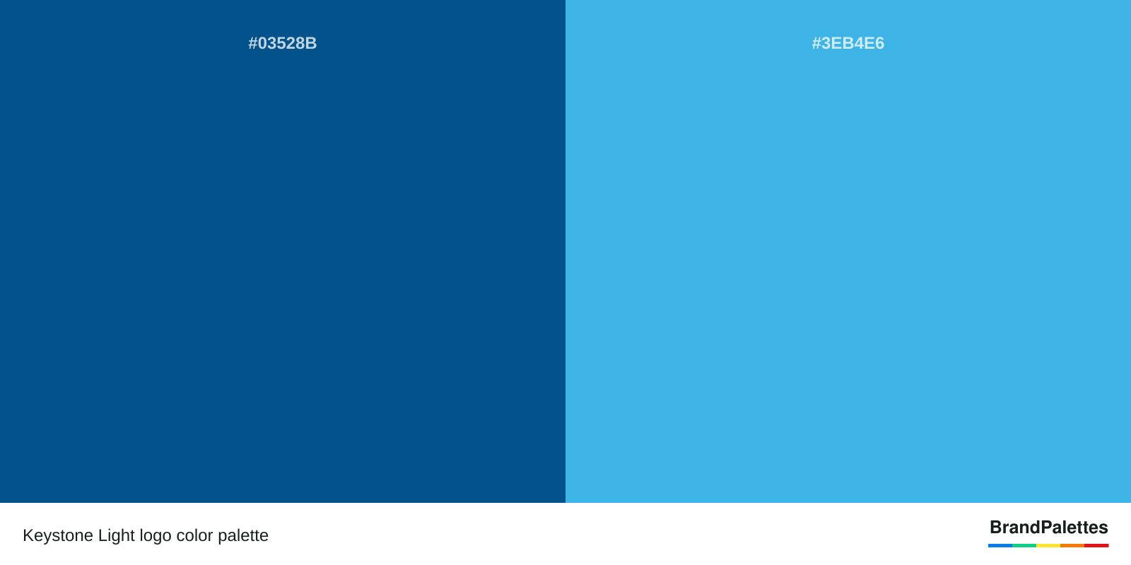 Keystone Light color palette with Dark Blue #03528B, Light Blue #3EB4E6