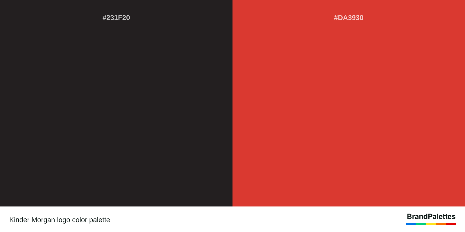 Kinder Morgan color palette with Raisin Black #231F20, Cg Red #DA3930