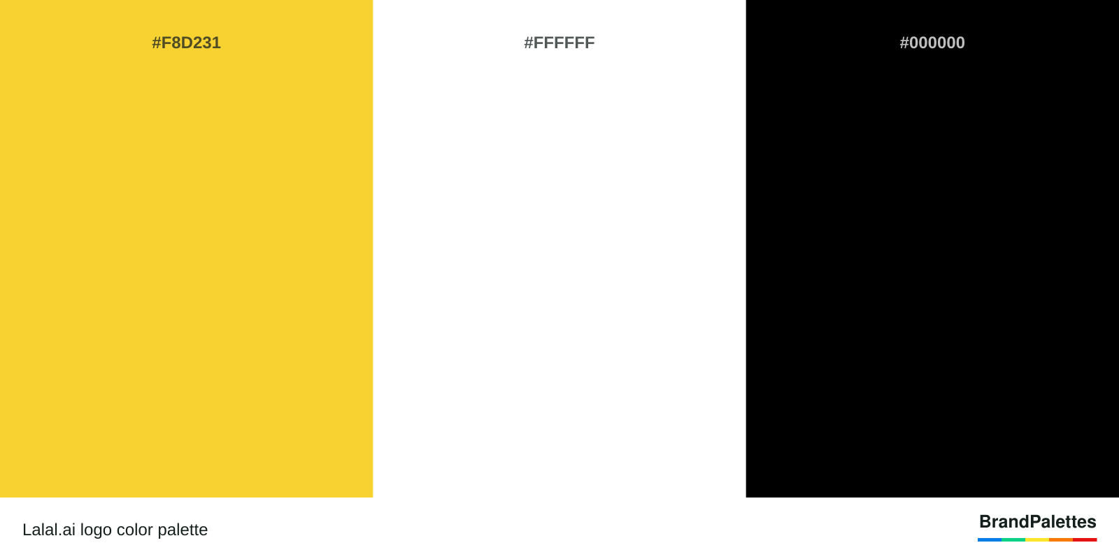 Lalal.ai color palette with Gold #F8D231, White #FFFFFF, Black #000000