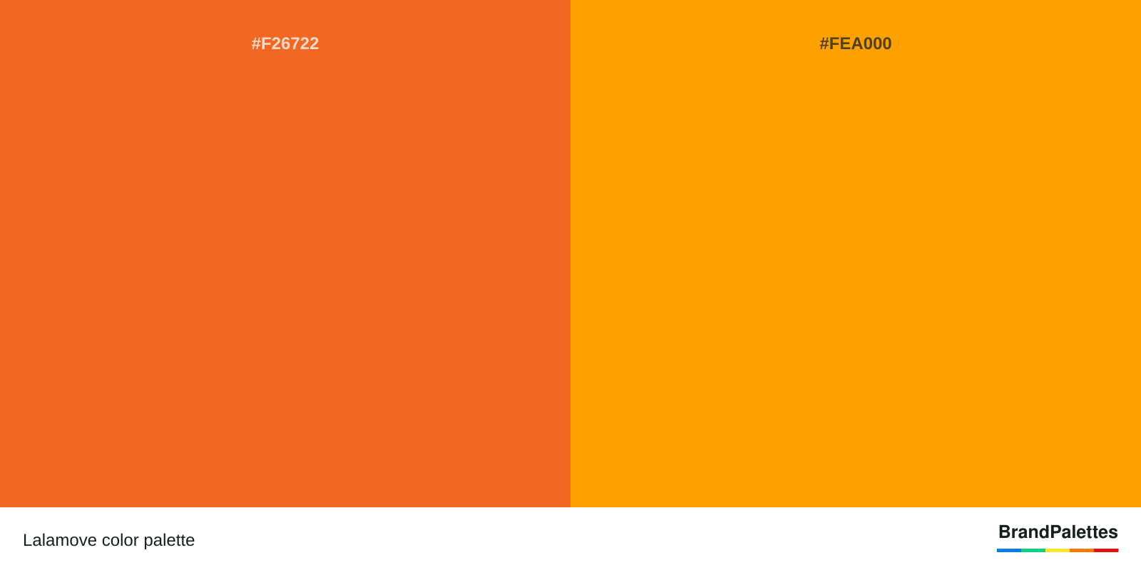 Lalamove color palette with Halloween Orange #F26722, Vivid Orange Peel #FEA000