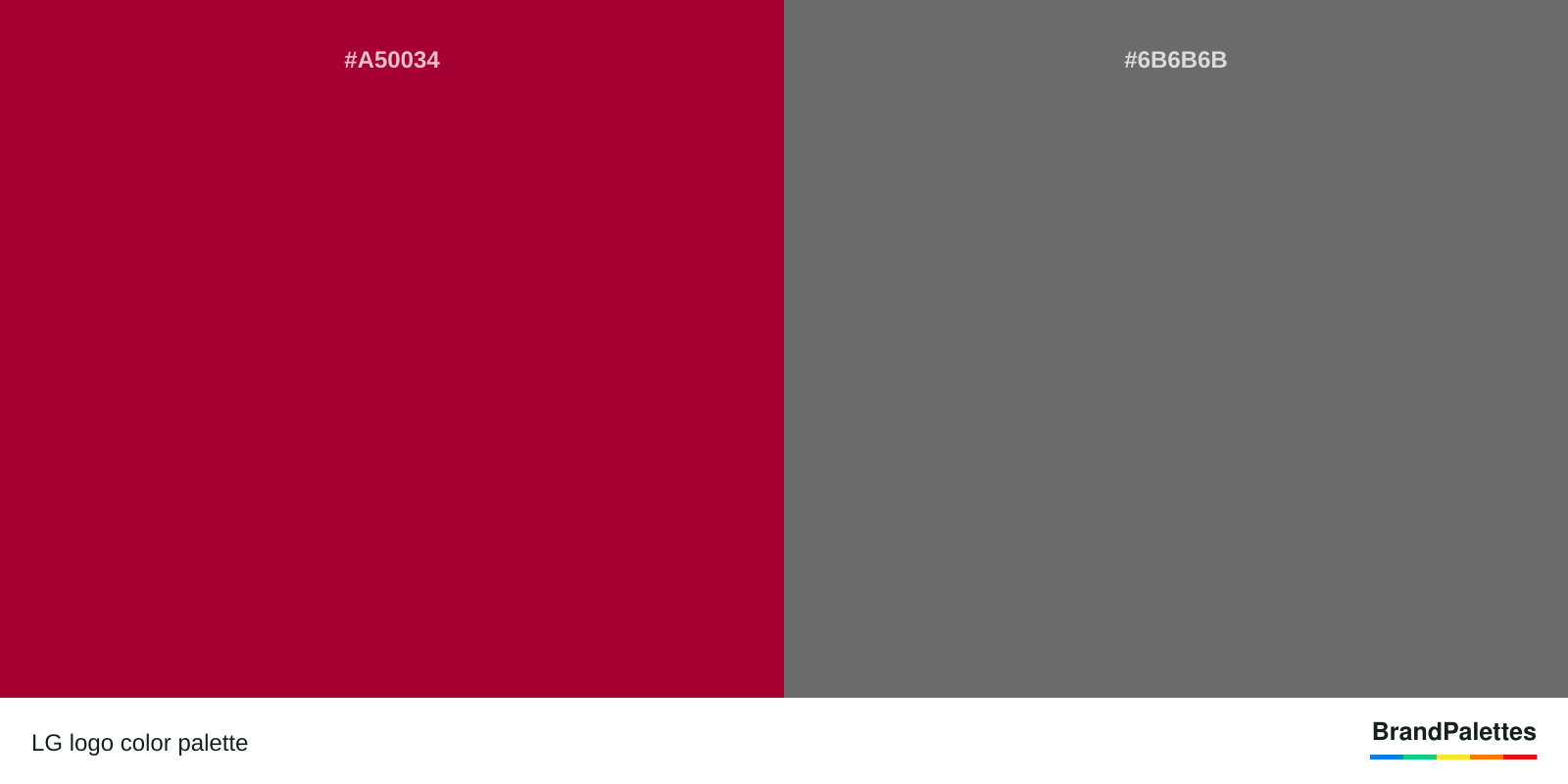 LG color palette with Lg Red #A50034, Lg Gray #6B6B6B