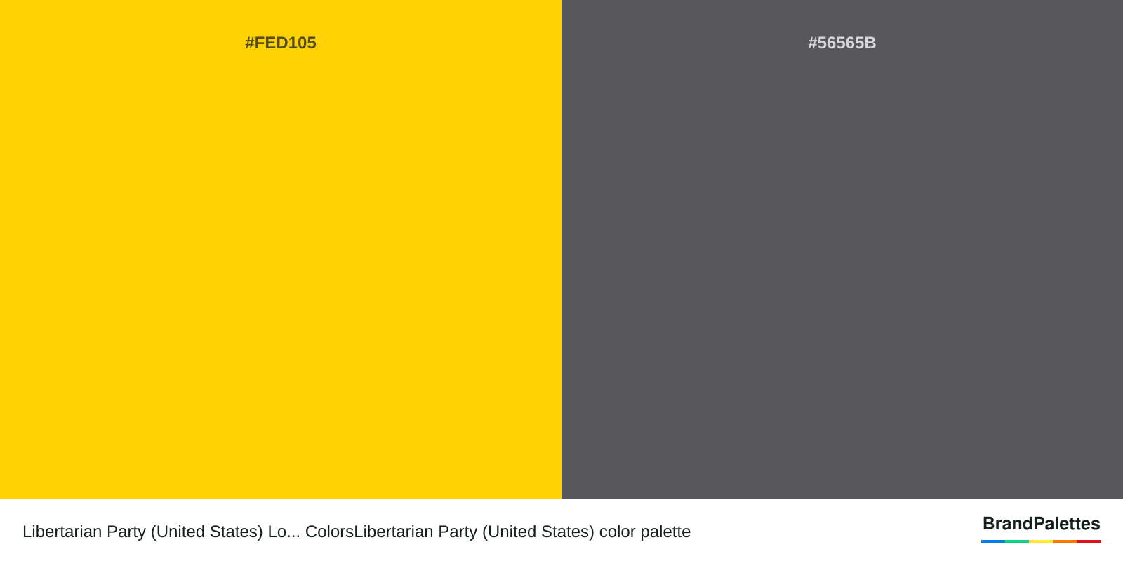 Libertarian Party (United States) Lo... ColorsLibertarian Party (United States) color palette with Cyber Yellow #FED105, Davy’S Grey #56565B