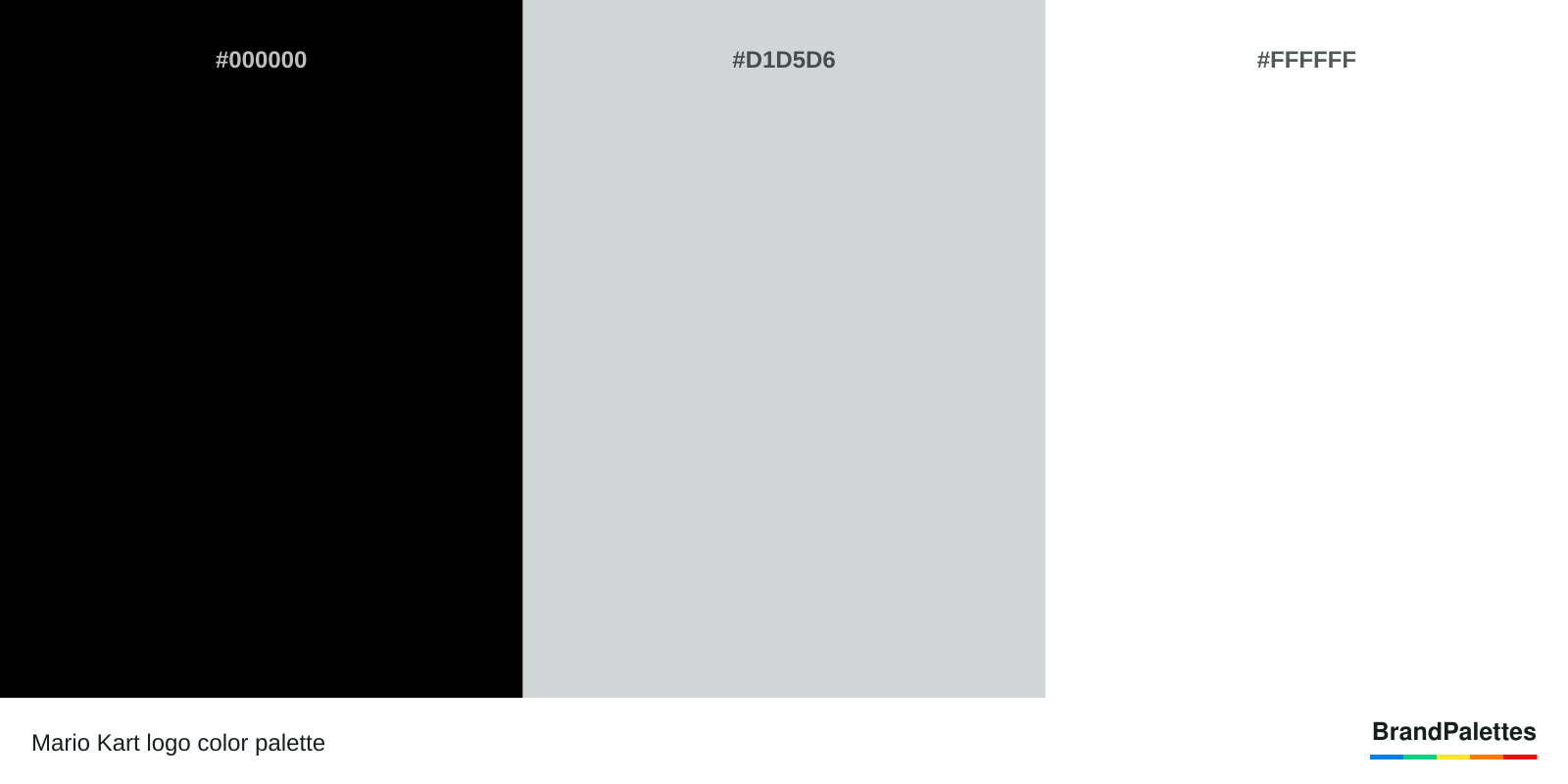 Mario Kart color palette with Black #000000, Silver #D1D5D6, White #FFFFFF
