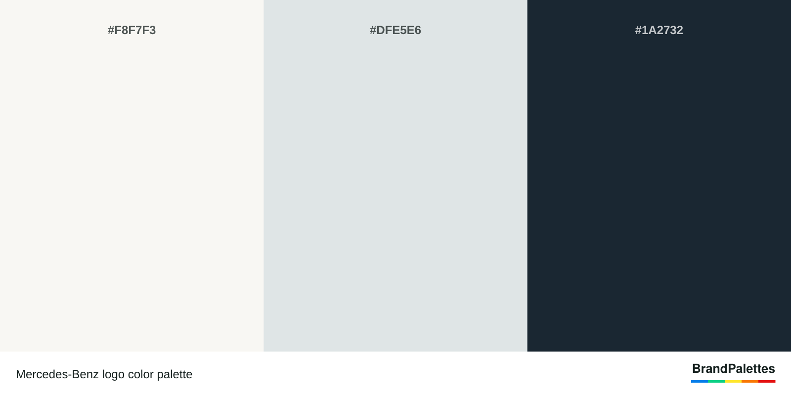 Mercedes-Benz color palette with Light Grey #F8F7F3, Grey #DFE5E6, Dark Grey #1A2732
