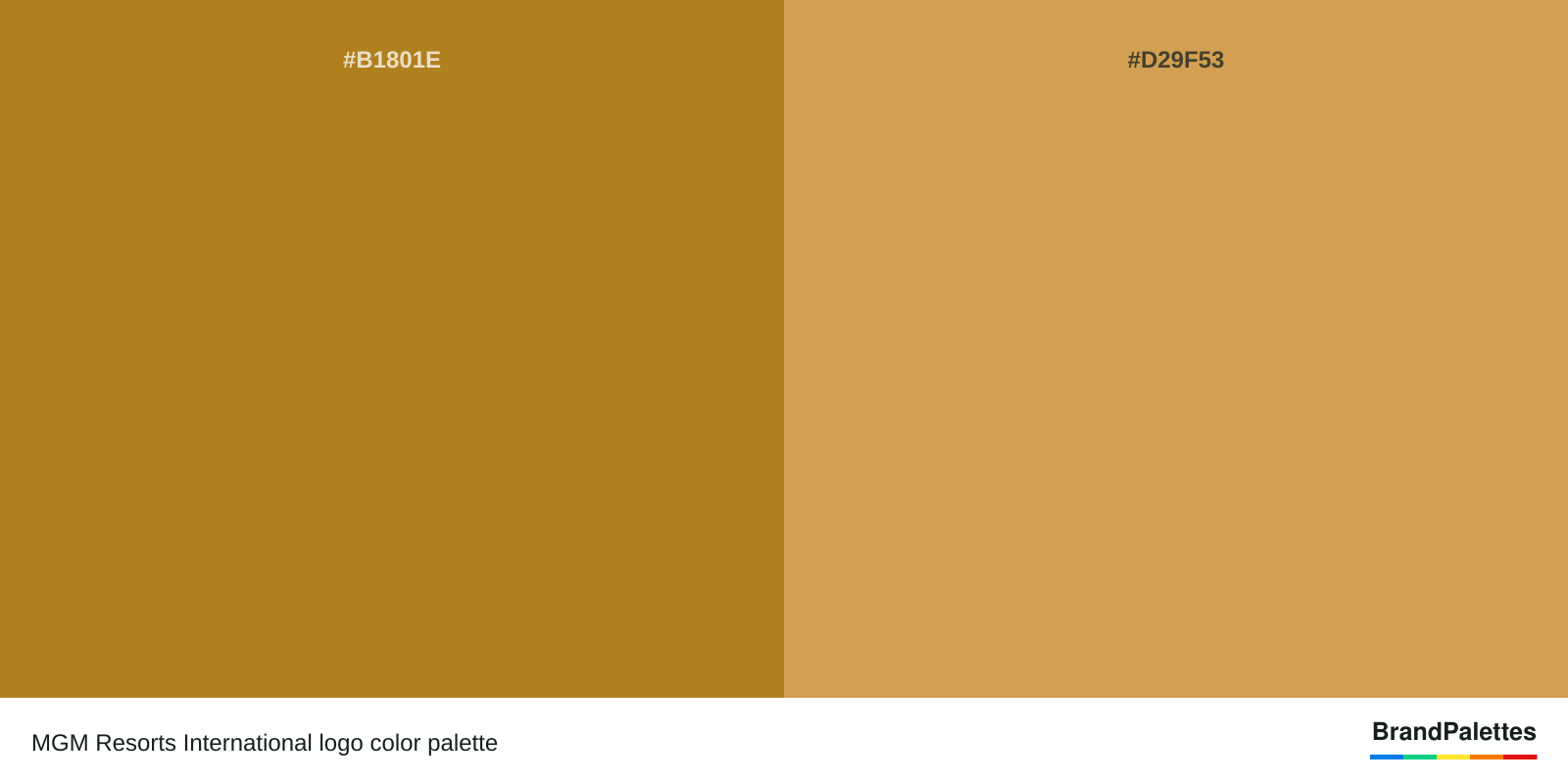MGM Resorts International color palette with University Of California Gold #B1801E, Aztec Gold #D29F53