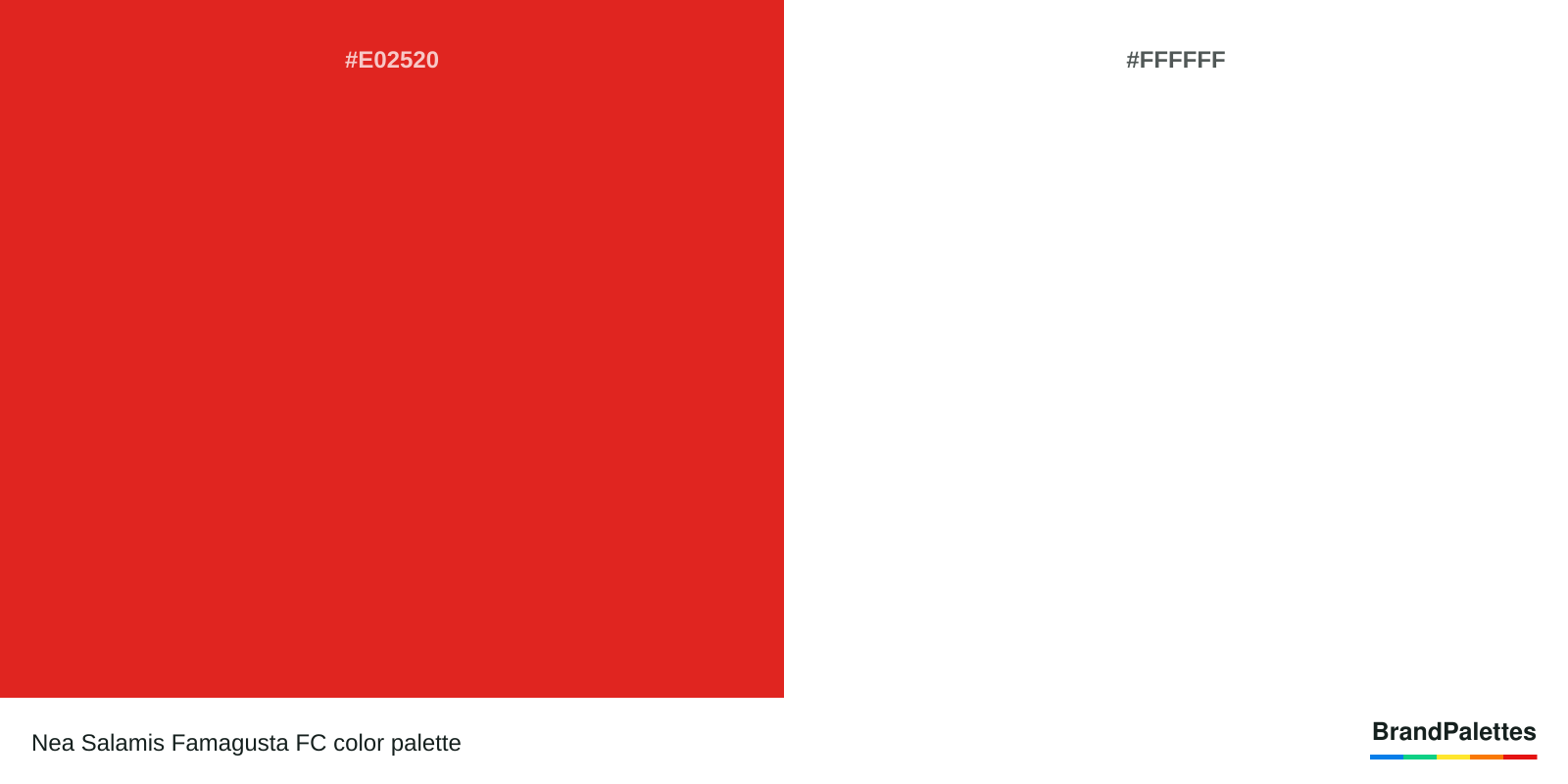 Nea Salamis Famagusta FC color palette with Lust #E02520, White #FFFFFF