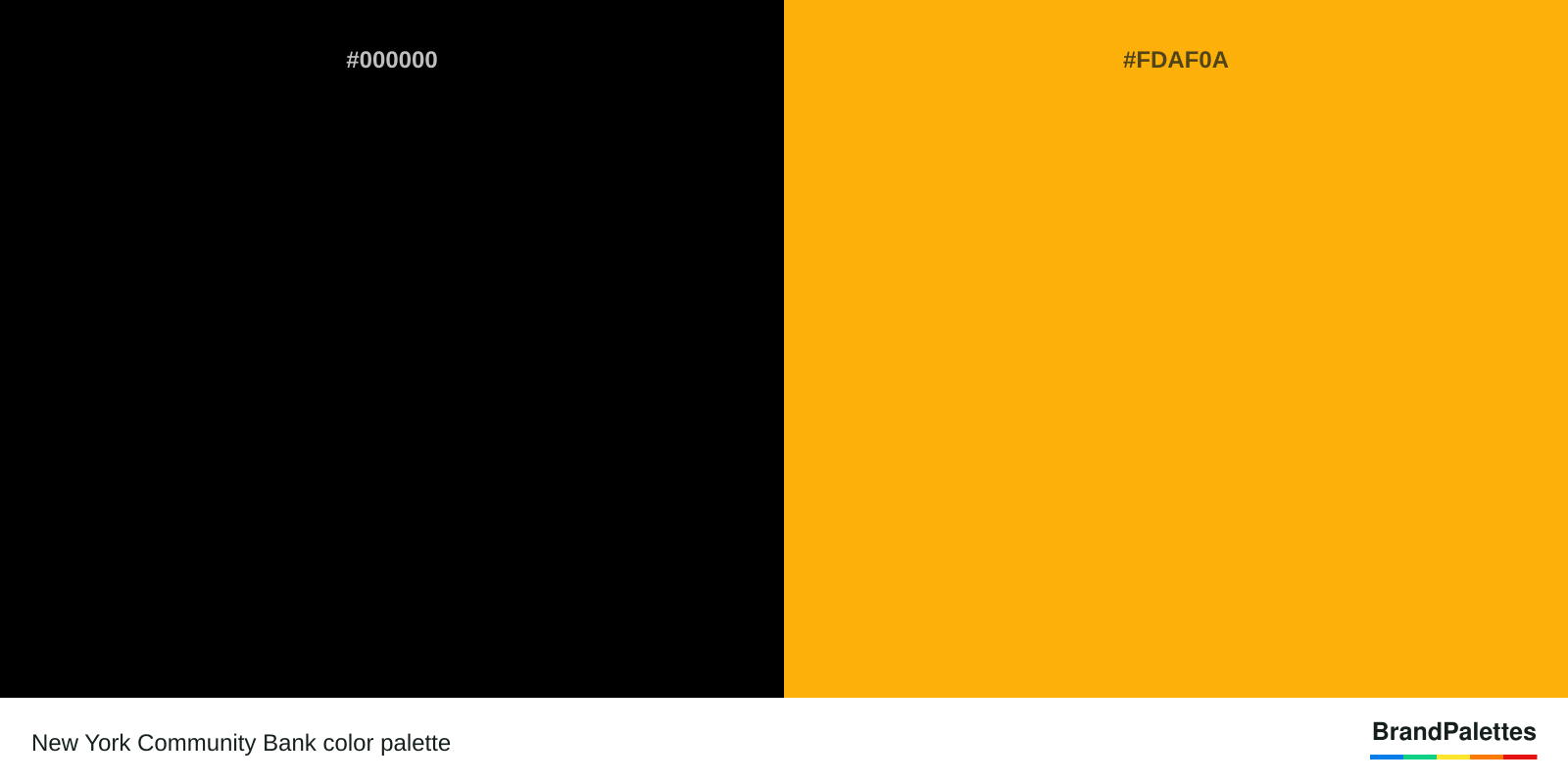 New York Community Bank color palette with Black #000000, Chinese Yellow #FDAF0A