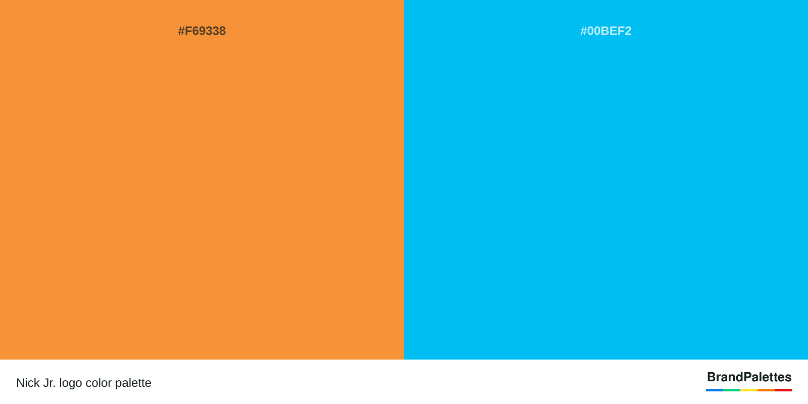 Nick Jr. color palette with Deep Saffron #F69338, Process Cyan #00BEF2
