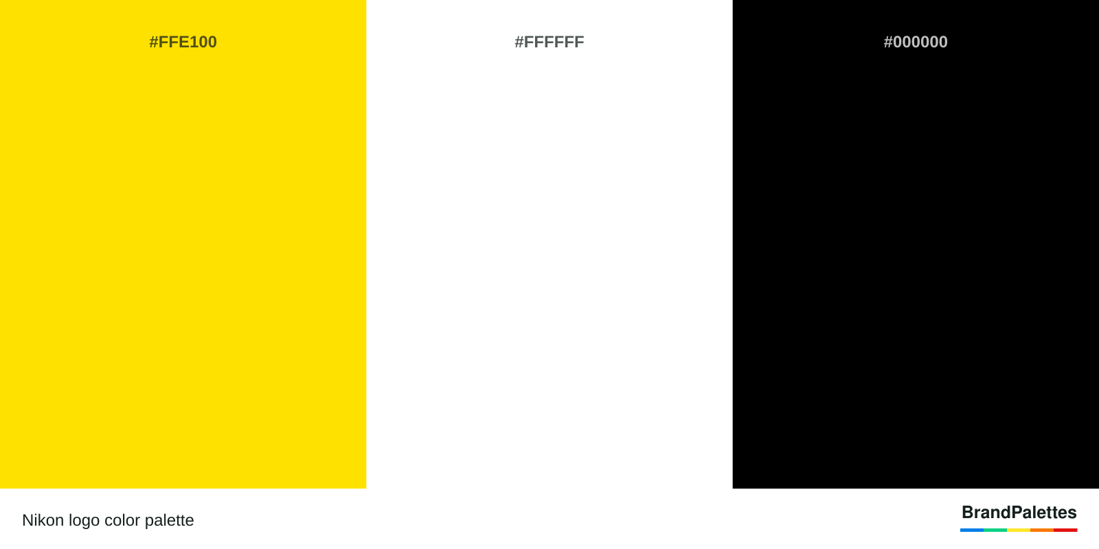 Nikon color palette with Yellow #FFE100, White #FFFFFF, Black #000000
