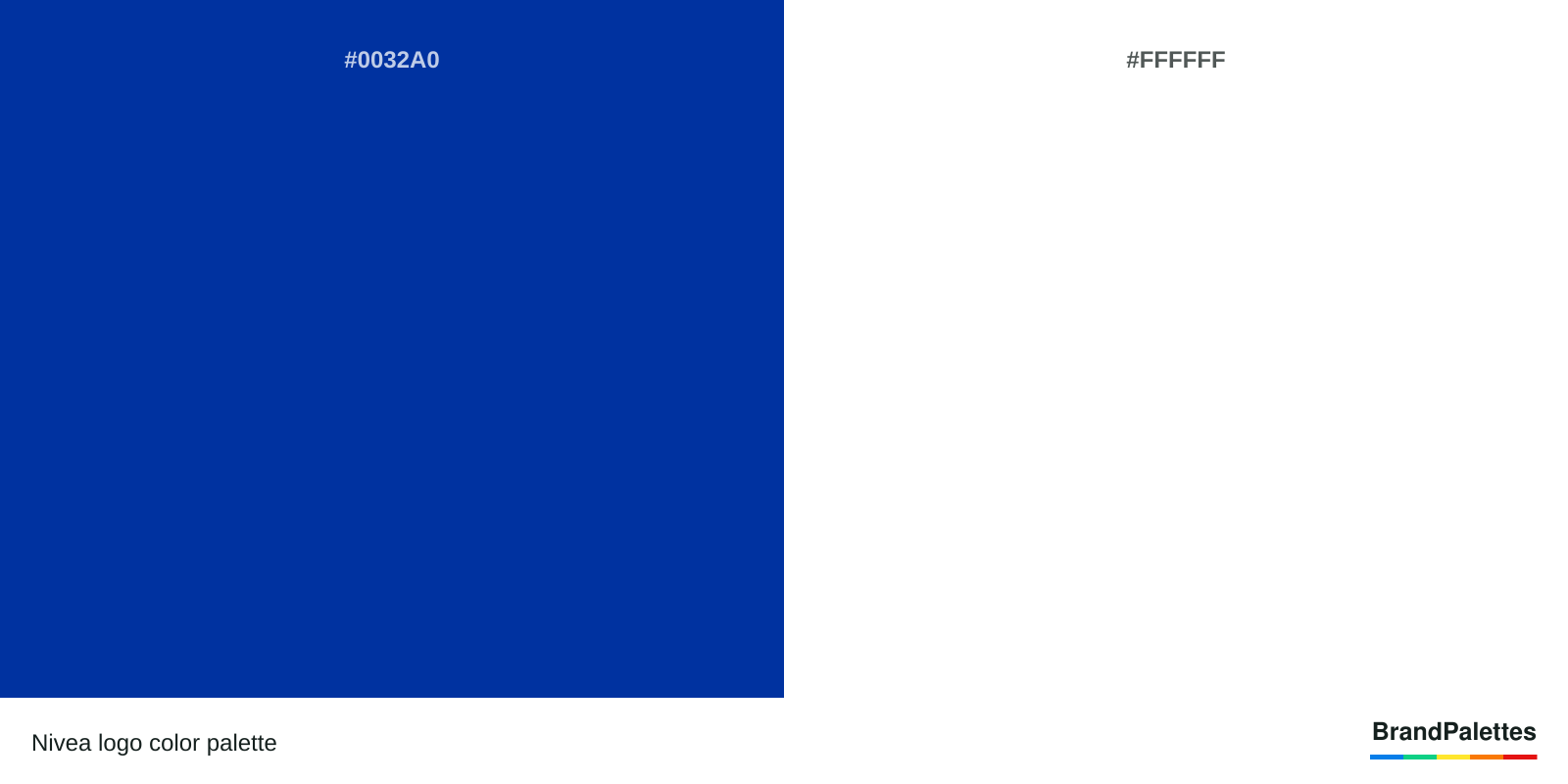 Nivea color palette with Nivea Blue #0032A0, White #FFFFFF