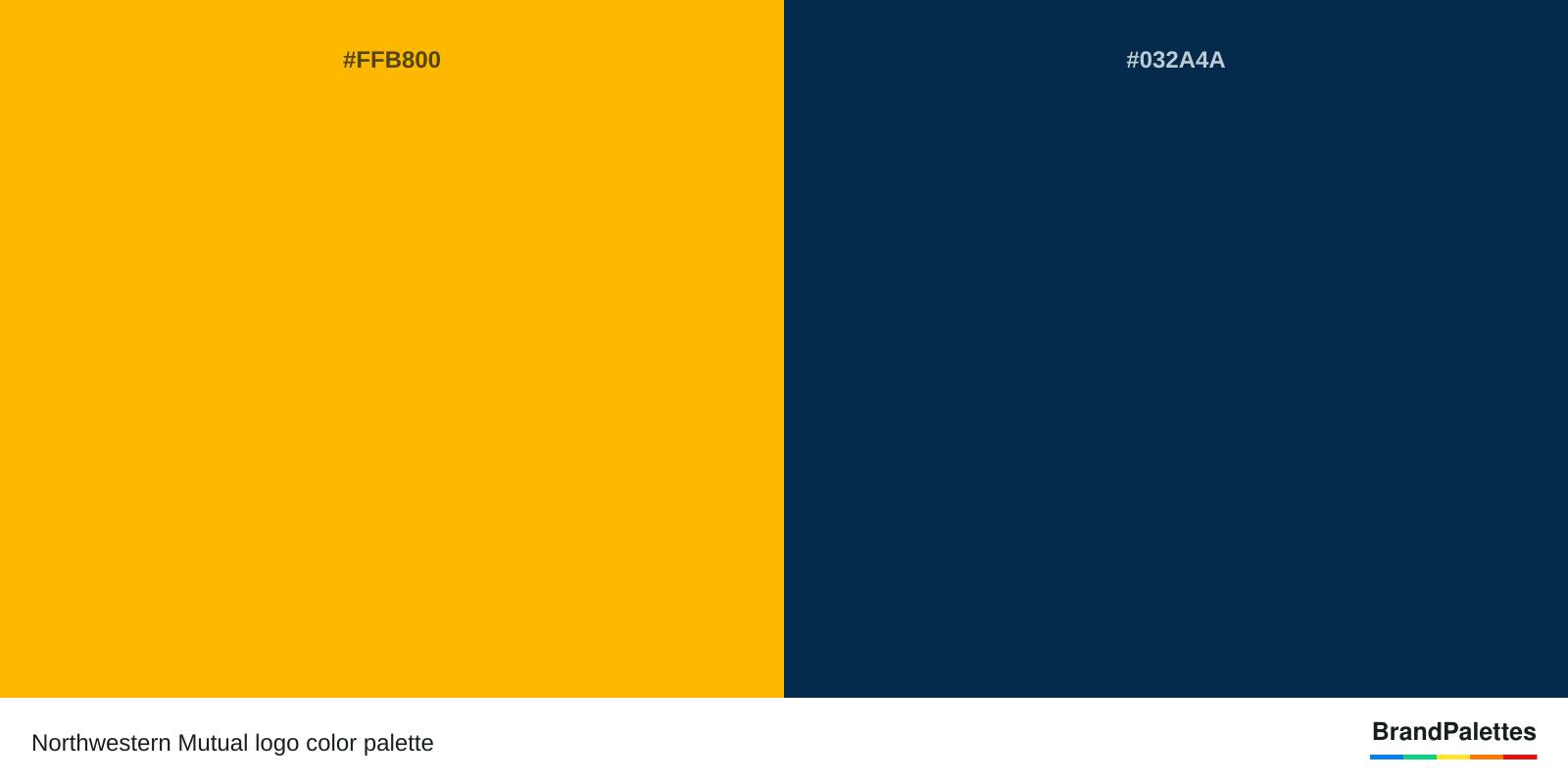 Northwestern Mutual color palette with Selective Yellow #FFB800, Oxford Blue #032A4A